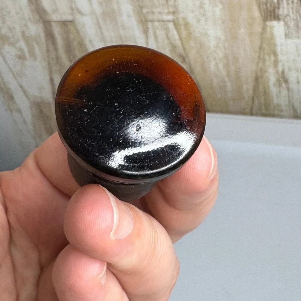 Vintage Amber Glass Apothecary Bottle Stopper Replacement 1in Mushroom